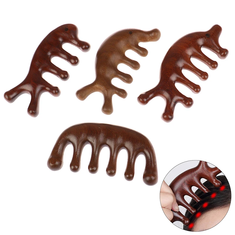 

Body Meridian Massage Comb Sandalwood 5 Tooth Comb Acupuncture Therapy Anti-static Smooth Hair Comb