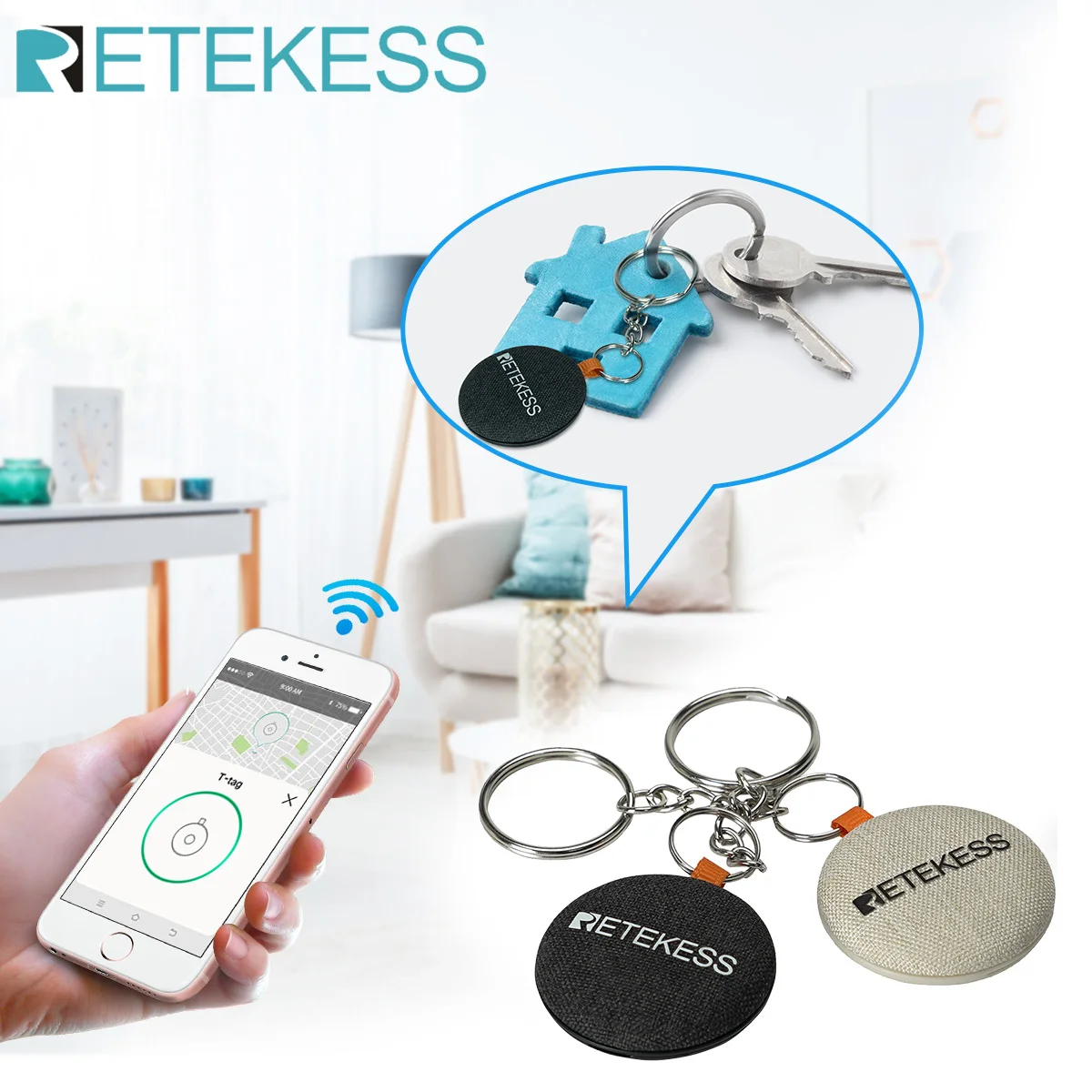 

Mini Key Finder Retekess TH005 Locator Bluetooth GPS Tracker Pet Wallet Phone Smart Anti-Lost Alarm Tracking Device
