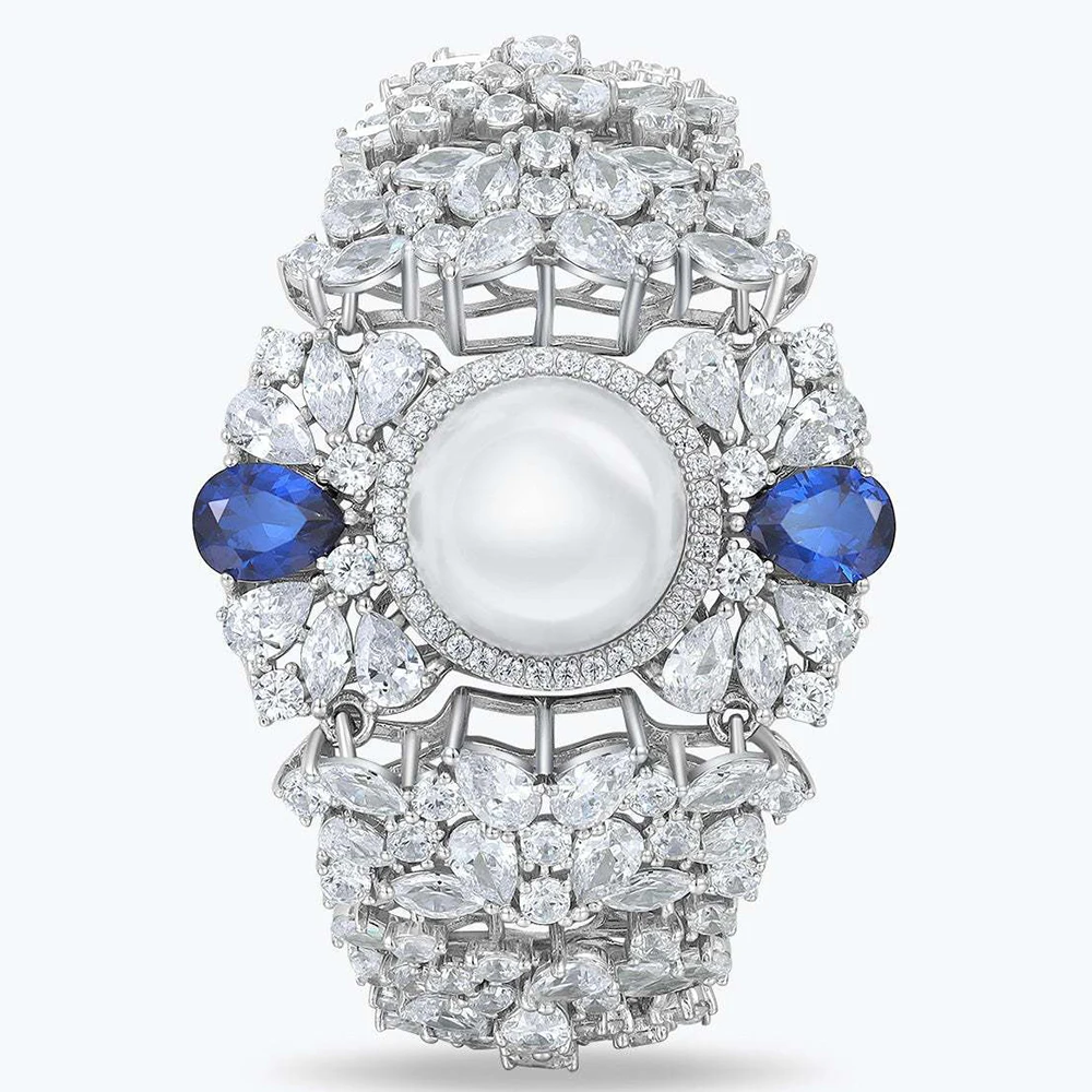 WUIHA Винтаж 100% стерлингового серебра 925 пробы лабораторный сапфир жемчуг