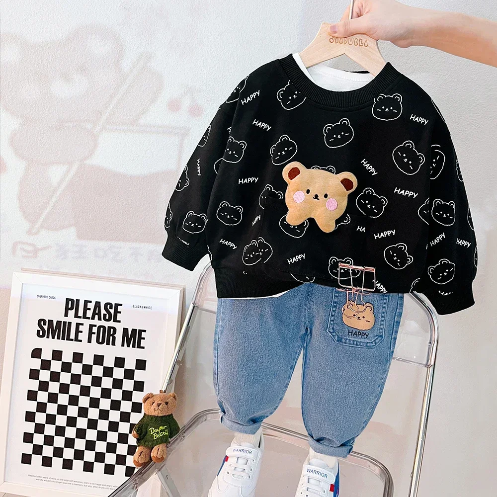 

2023 Spring Kids Clothing Sets for Baby Girls Boys T Shirt Jeans Cartoon Bear Rabbit Infant Clothes Outfits Children Costume