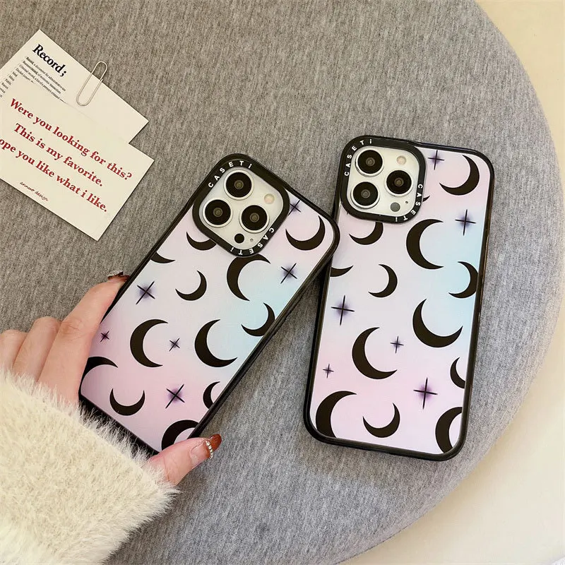 

CASETIFY Black Clear Moon Stars Phone Cases For iPhone 14/13/12/11/X/XR/XS 14/13/12/11 Pro Max XS MAX Shockproof Soft Back Cover