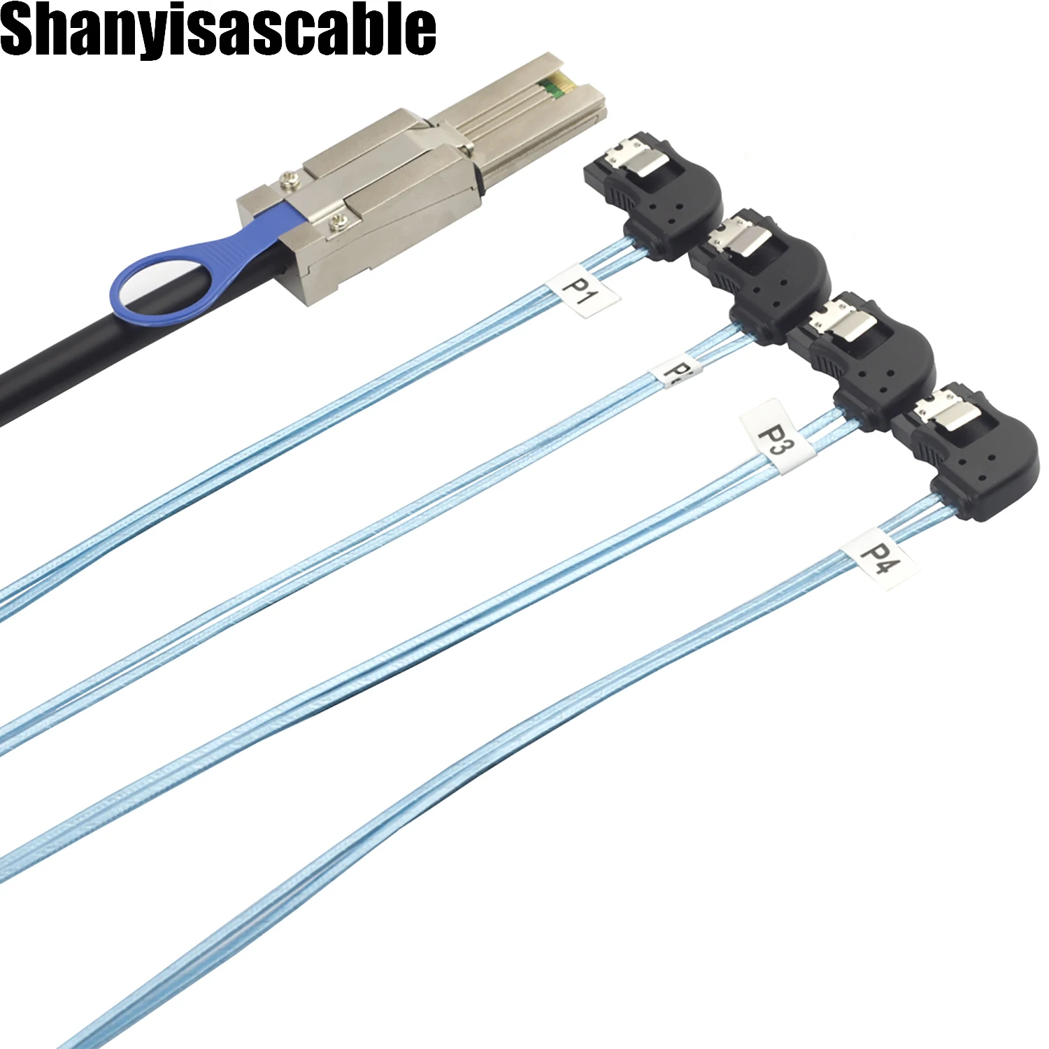 Кабель с левым углом 2 0 м Mini SAS HD SFF-8088 26P male to 4 SATA 7Pin Female