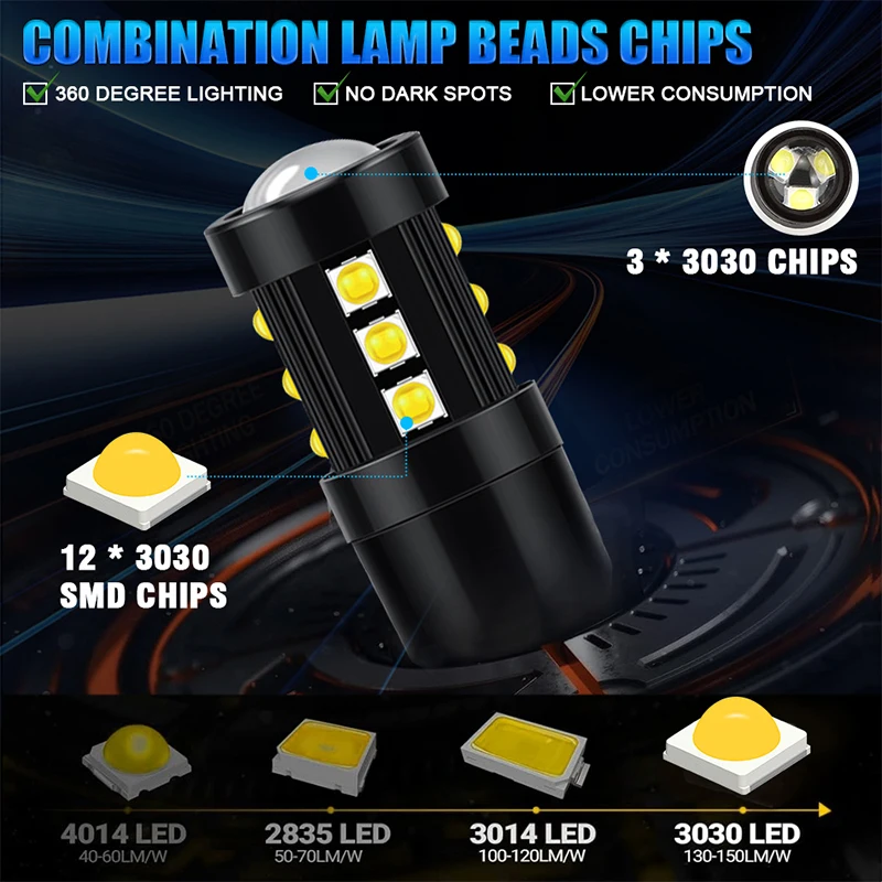 Лампы головного света W16W T15 2/10 шт. без ошибок в шине