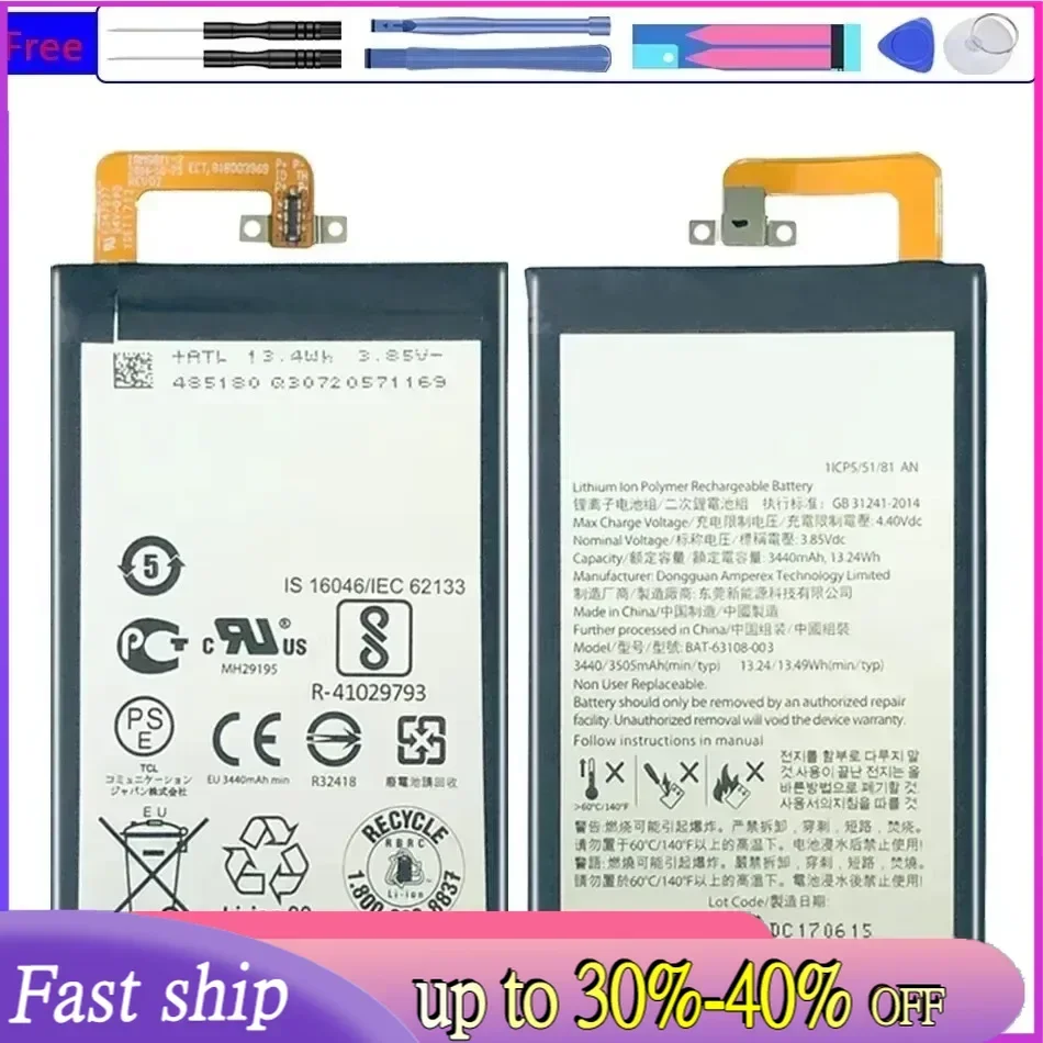 3440 мАч TLP034E1 BAT-63108-003 Аккумулятор для Blackberry Keyone Alcatel DK70 DTEK70