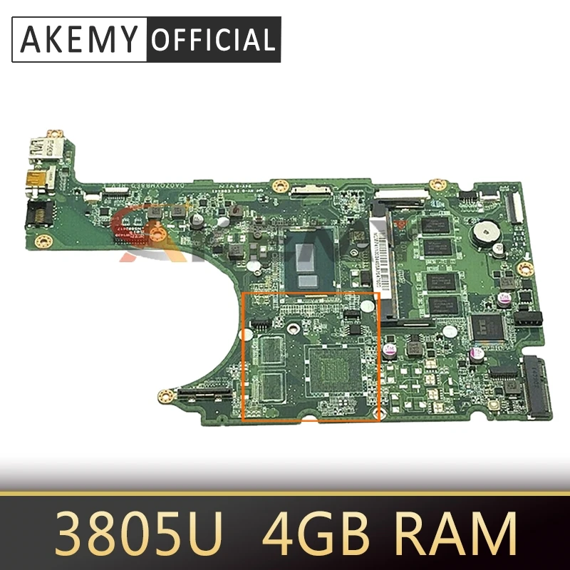 

Akemy Laptop motherboard For ACER Aspire R3-471 Pentium 3805U Mainboard DA0ZQXMB8E0 WIth 4GB RAM DDR3