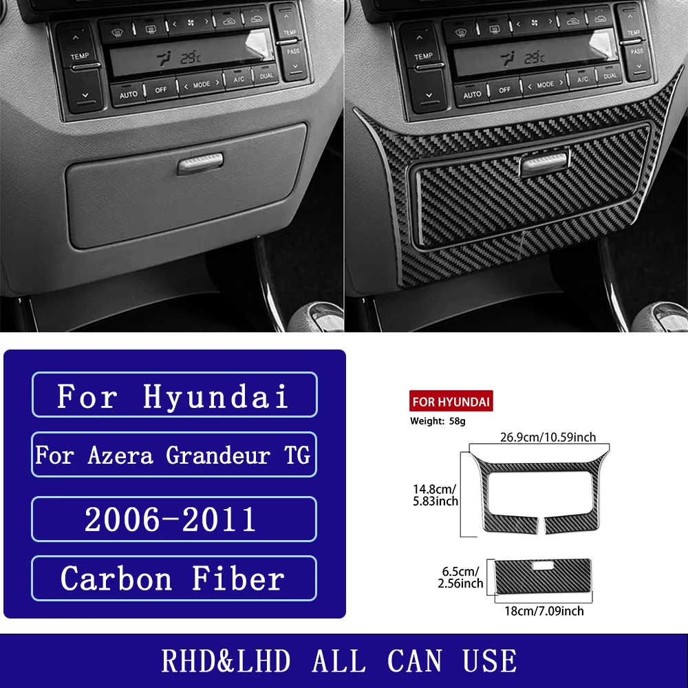 Фото Для Hyundai Azera Grandeur TG 2006-2011: накладка на центральную консоль из углеродного волокна, аксессуары для автомобиля, декоративные наклейки для интерьера №4