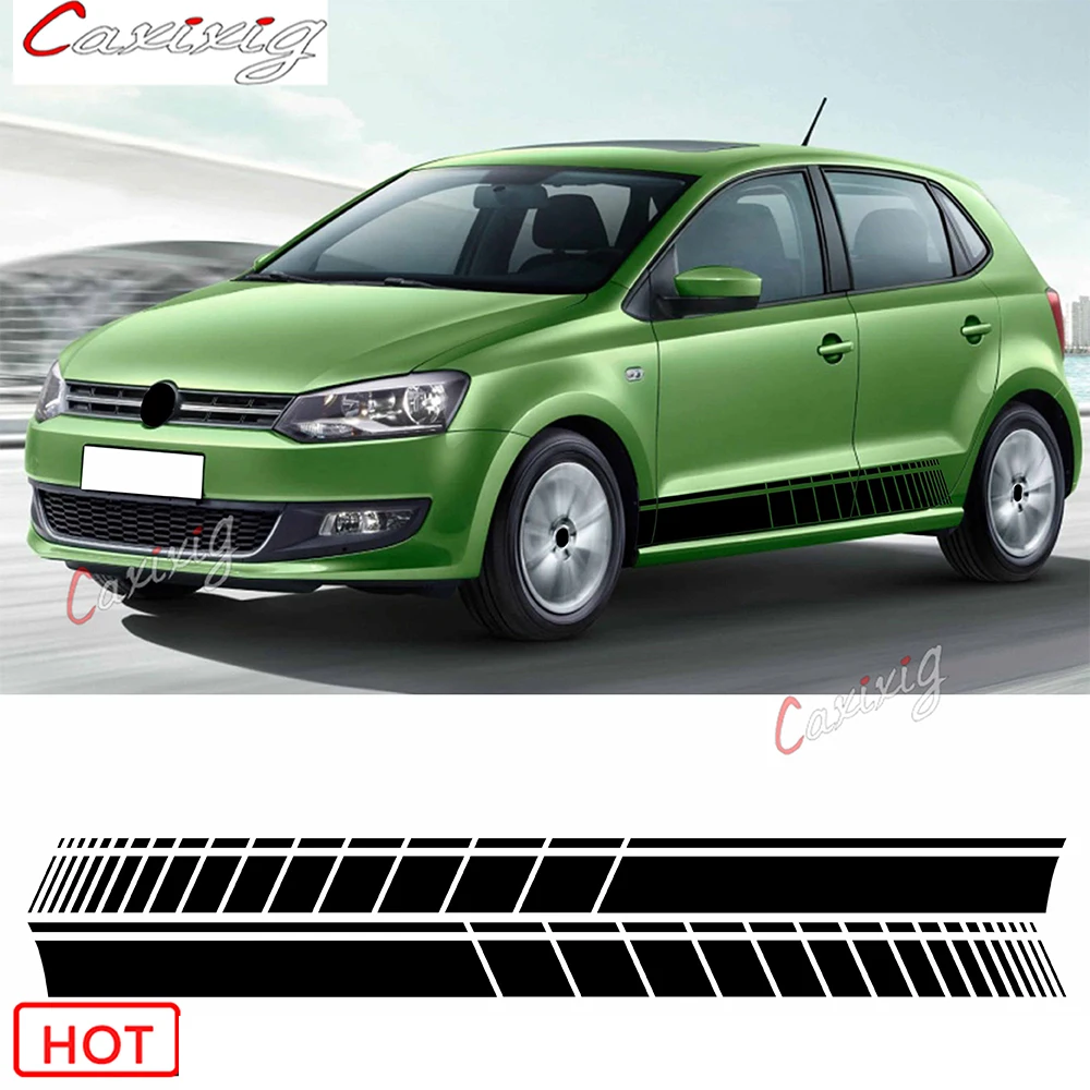 

Автомобильный Стайлинг, дверная боковая юбка, полосы, наклейки, наклейки для vw volkswagen golf 4 5 6 7 polo passat b5 b6 b7 tiguan touran, аксессуары