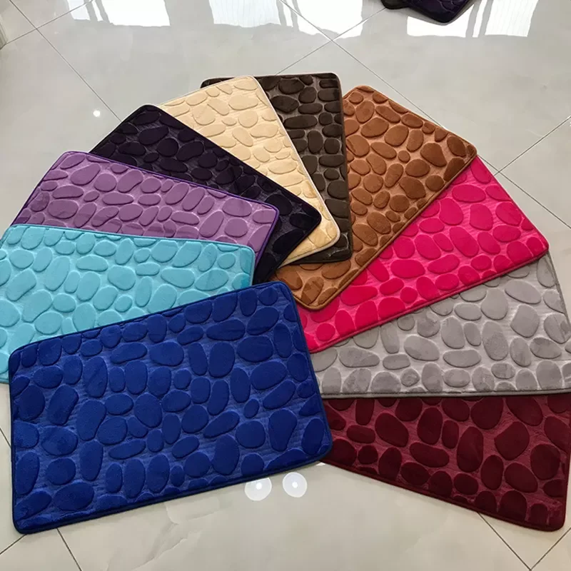

2023NEW Home Bathroom Mat Non-slip Pebble Carpets Absorbent Lavatory Bedroom Floor Toilet Memory Foam Washable Rug Bathroom Mat