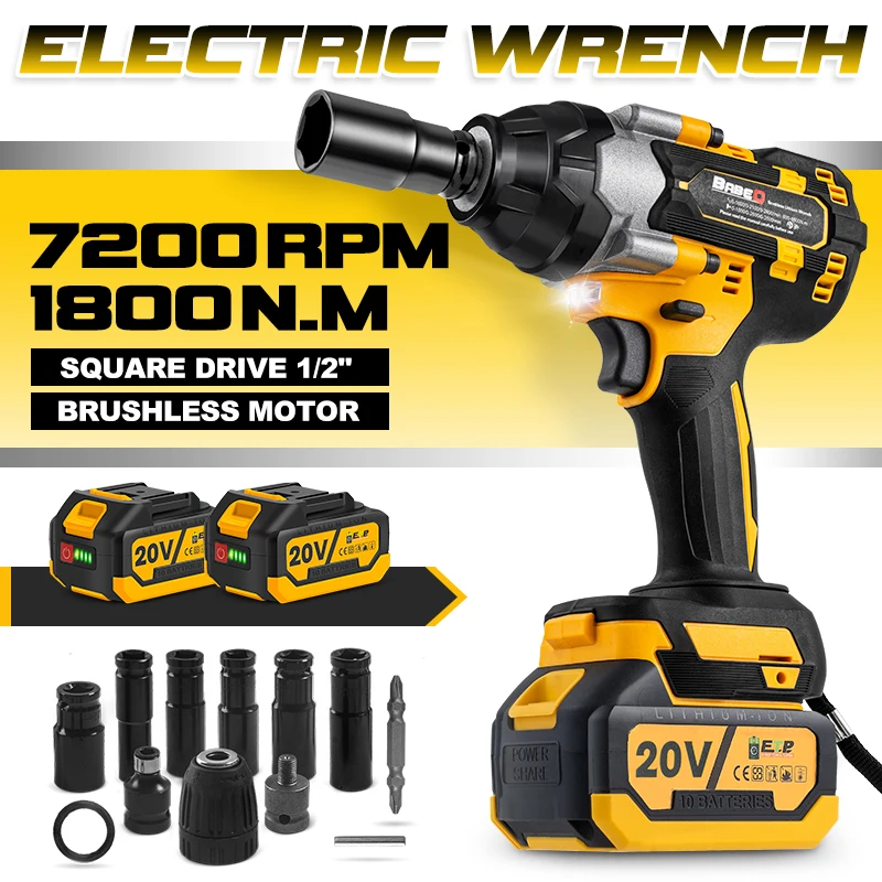 BABEQ 1800N.M Бесщеточный электрический ударный гайковерт с крутящим моментом