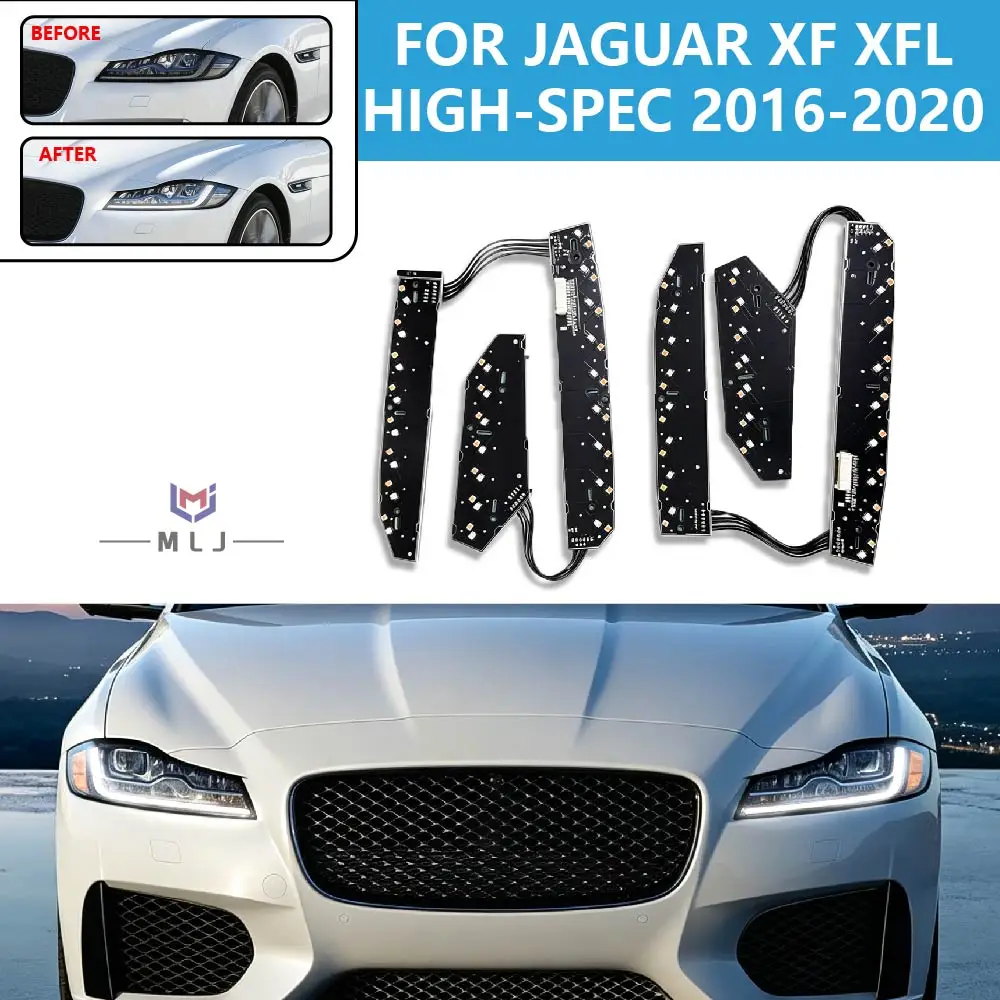 Фото Для Jaguar XF XFL 2016-2020: высококачественный светодиодный чип для фар с функцией «ангельских глазков» и дневными ходовыми огнями, плата указателя поворота, автомобильные аксессуары. №1