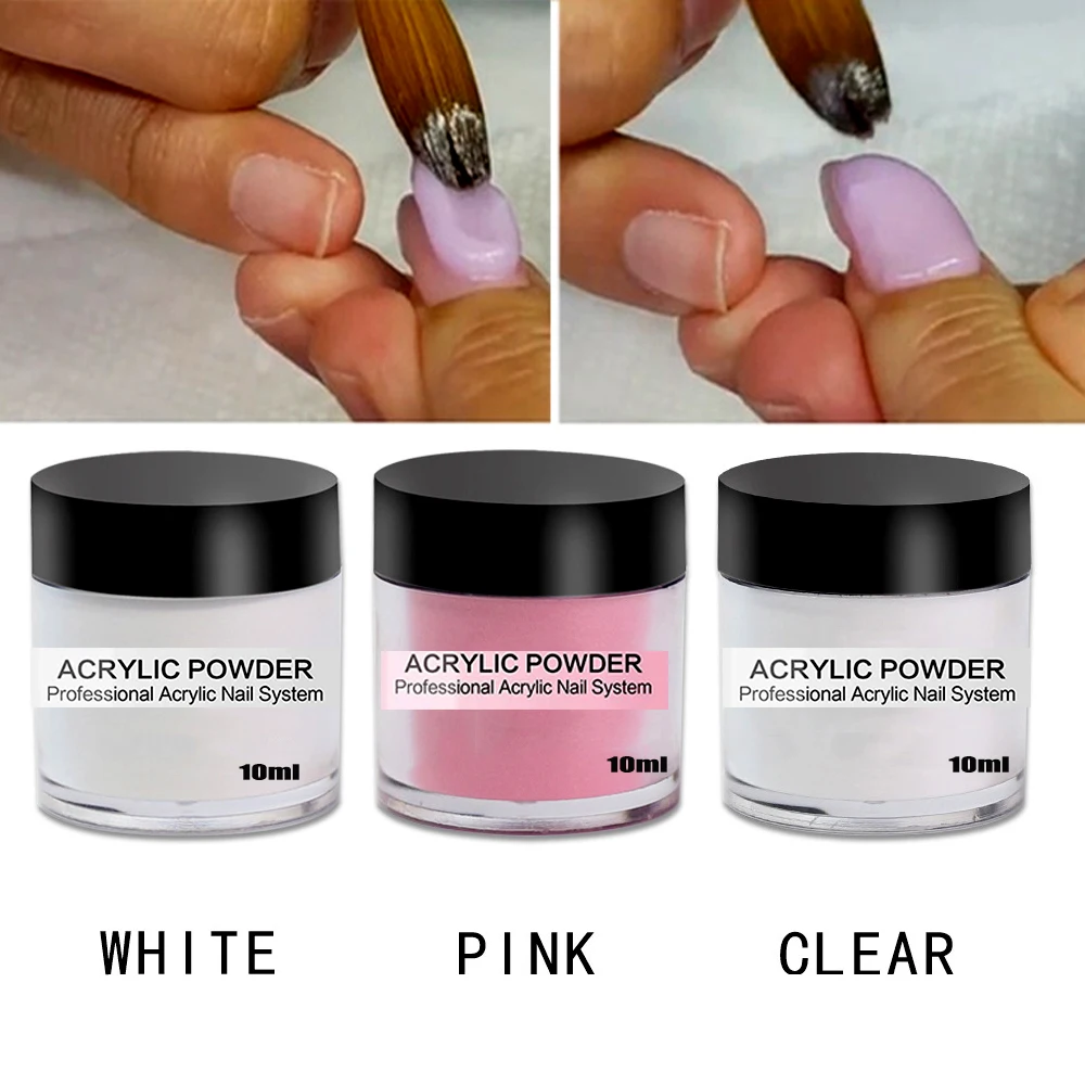 

1PC Acrylic Powder Nail Extension Clear Pink White 10G Carving Crystal Pink Bottled Professional Manicure Polymer Powder H-254
