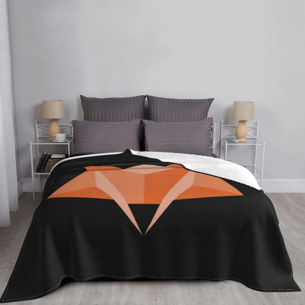 Одеяло из искусственного меха и микрофибры с изображением цифрового лисьего