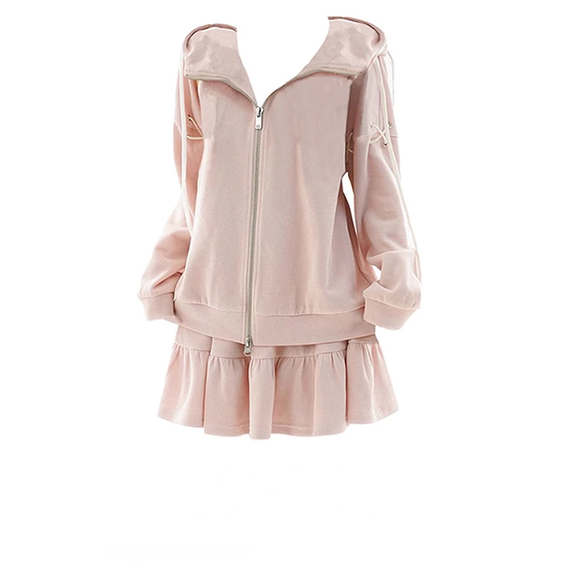 Женский плиссированный кардиган с длинными рукавами на молнии оборками в стиле