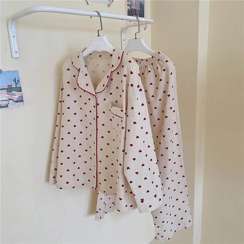 Женские пижамные комплекты из 100% хлопка одежда для сна на осень и зиму