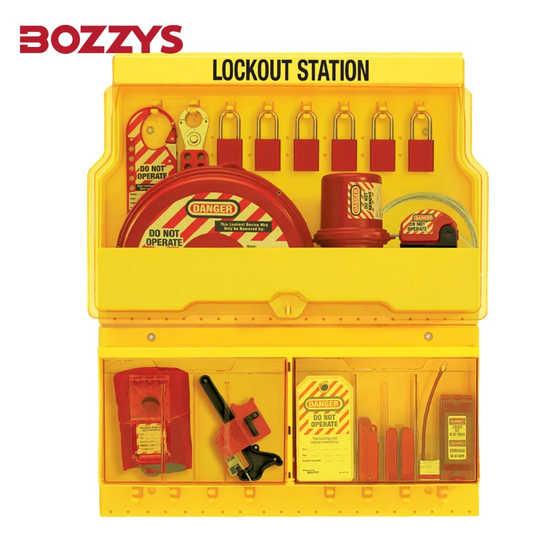 

BOZZYS Durable Deluxe Lockout Station with Cover and Trilingual Labels for Visualized Management of Safety Locks Storage