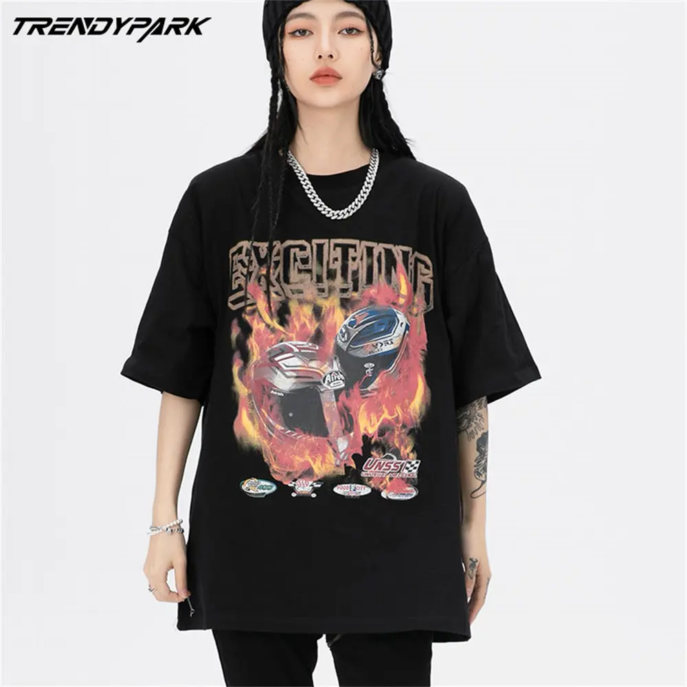 

Oversized T-shirt Racing Driver Print O-neck Cotton Top Tees 2022 Harajuku Streetwear Casual Short Sleeve Summer Men T-shirt