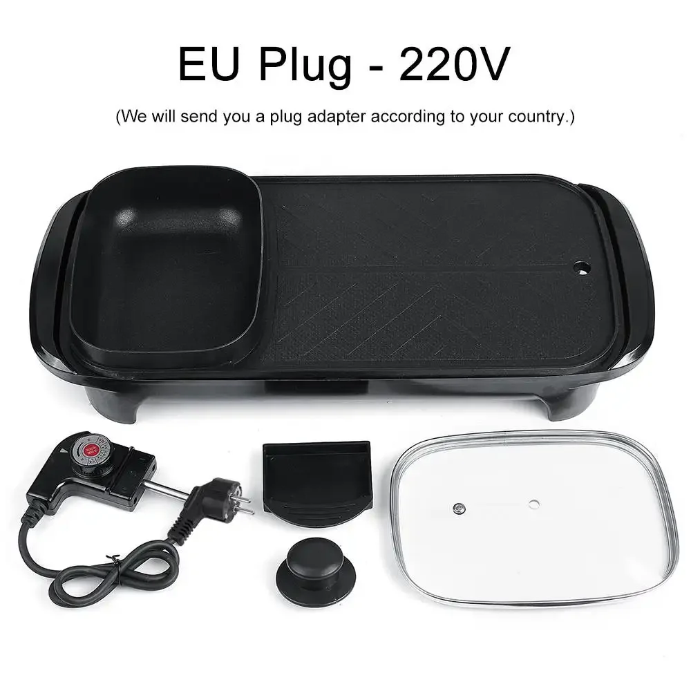 

2 в 1 многофункциональная антипригарная Бездымная антипригарная электрическая машина для барбекю, жаровня Teppanyaki, жаровня для мяса, барбекю