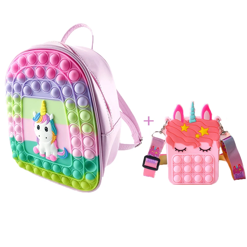 

Pop Backpack Its Hot Push Popet Bubble Fidget Toys Kids Antistress Squishy Anti-Stress Gift Schoolbag Mini Purse 2022