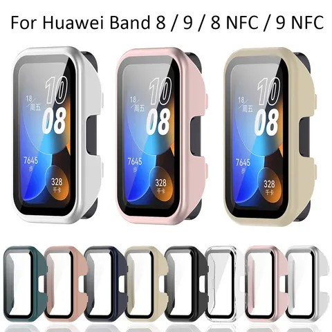 Защитный чехол для часов ПК для Huawei Band 8 9, NFC SmartWatch, противоударный полноэкранный защитный чехол/W закаленная пленка