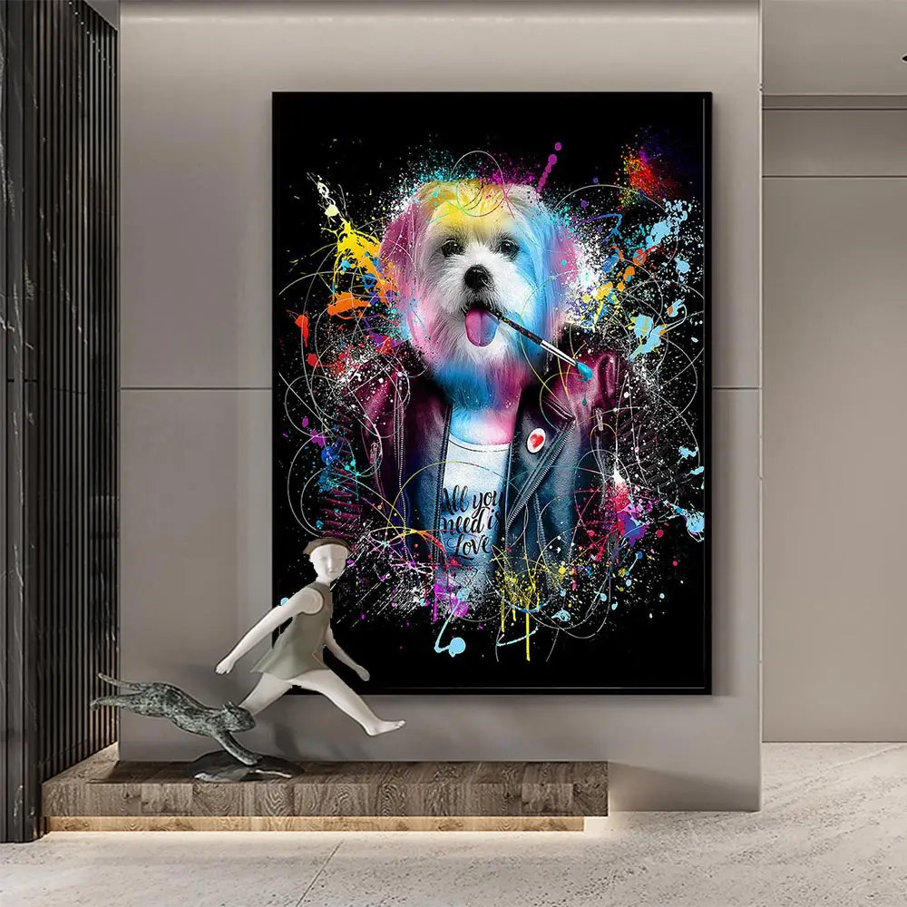 Pop Graffiti Art Monkey Dog Animals Posters Star Figure Painting Lip Colorful Wall Canvas Prints Pictures Living Room Hoom Decor | Дом и сад