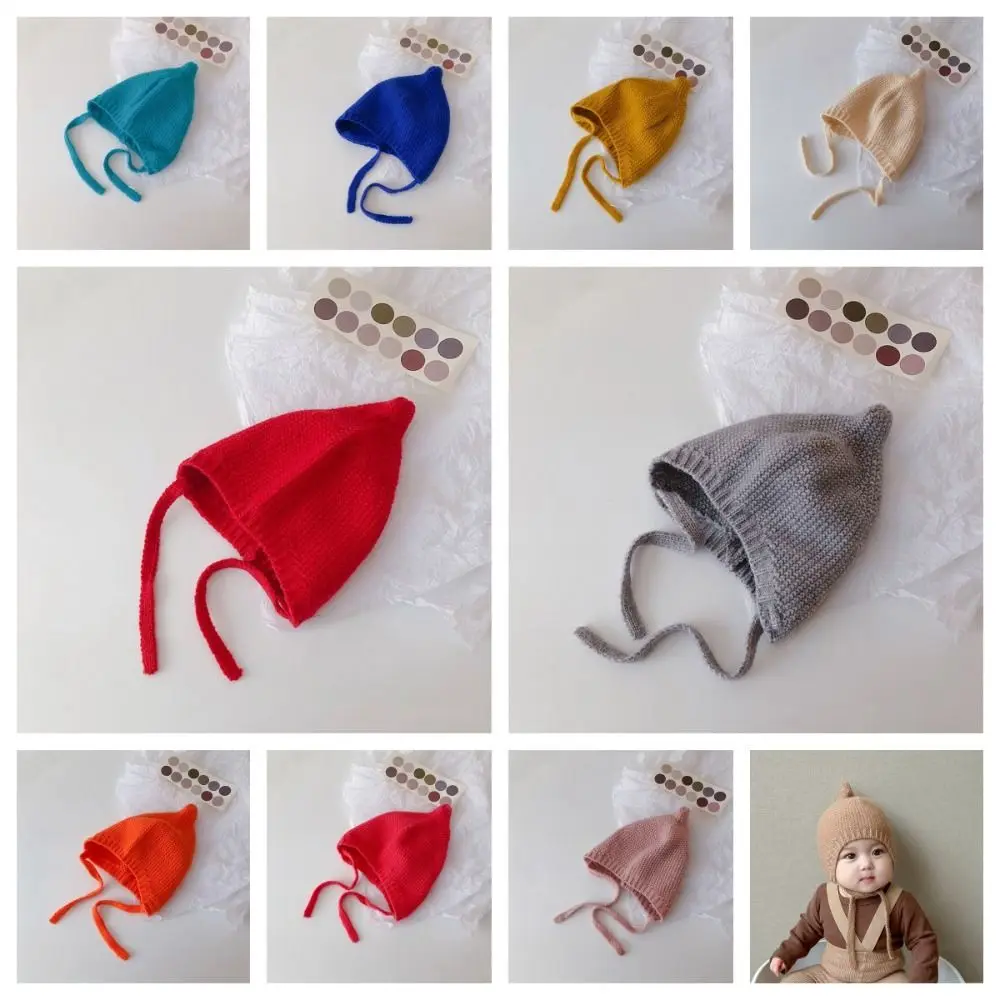 Мягкая однотонная детская вязаная шапка головной убор сохраняющая тепло