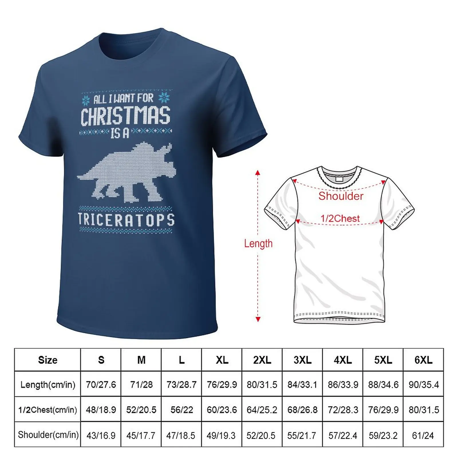 Рождественский Трицератопс динозавр уродливый свитер Стильная футболка Милая