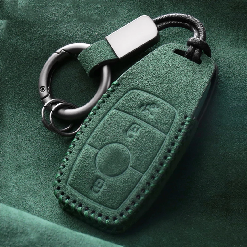

Роскошный кожаный чехол для автомобильных ключей с логотипом Mercedes-Benz A C E-class GLA GLC300 /260 e300 E260s E350, брелок из сплава, автомобильные аксессуары