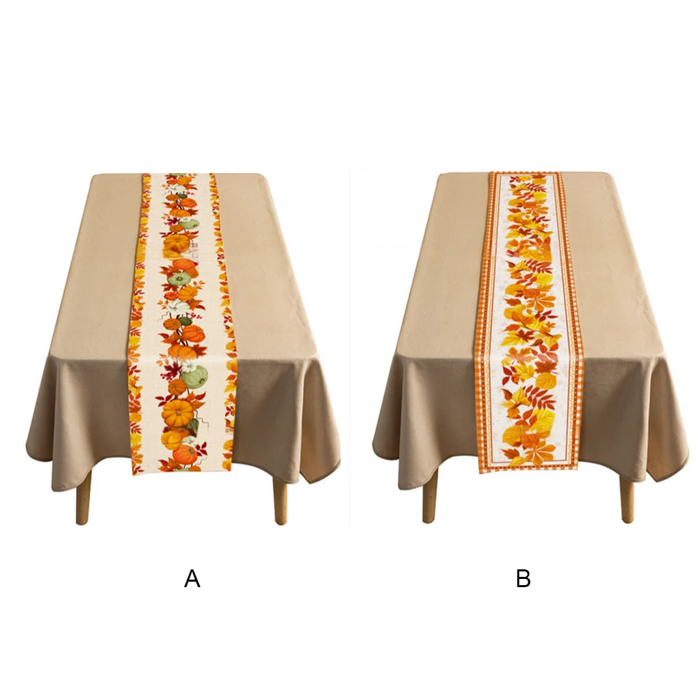

Thanksgiving Table Runners Modern Polyester Dinner Supplies Table Cover Anti-stain Desk Protector BBQ Type1/33*178cm