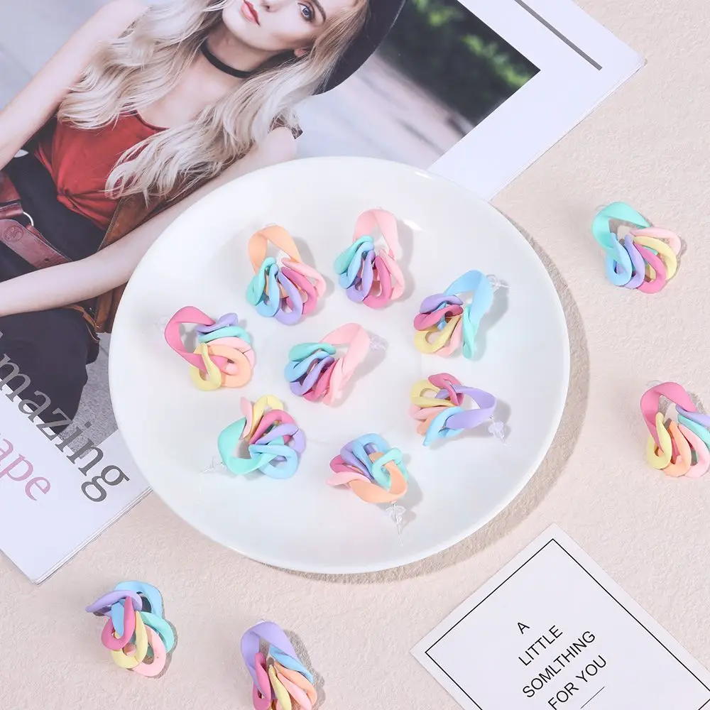 

Women Girls Fashion Colored Dangle Candy Color Chain Ear Stud Earring Acrylic Earrings Drop Earrings