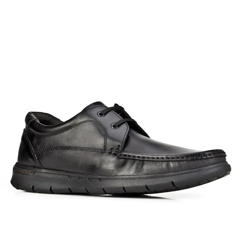 

Genuine leather black lace-up men's casual shoes