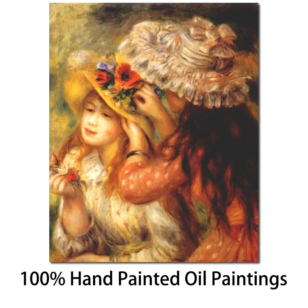 

Canvas Art Reproductions Pierre Auguste Renoir Oil Painting Girls Handmade Impressionist Portrait Artwork For Kids Room Decor