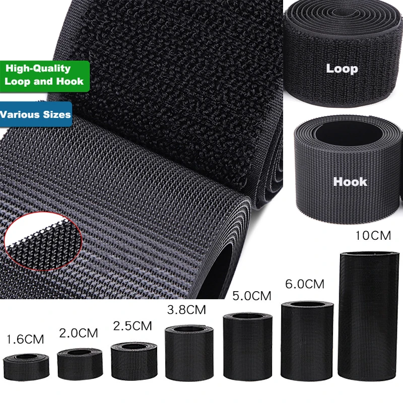 

5Meter/Pair Black White High Quality Fastener Tape Hook Adhesive Hook and Loop Tape Cable Ties Sewing Accessories 20-100mm