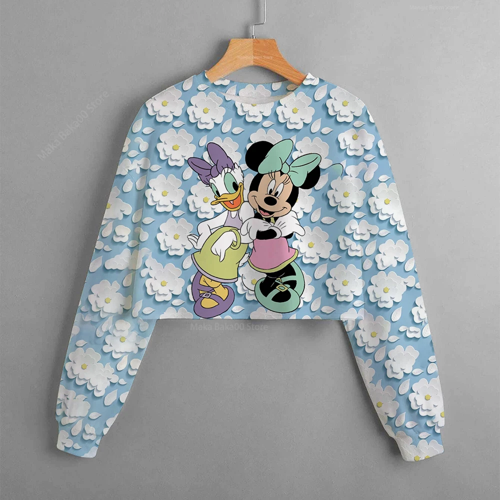 Купи 2022 girls long-sleeved children's short-sleeved sweater T-shirt girls spring and autumn long-sleeved cartoon Minnie T-shirt за 150 рублей в магазине AliExpress