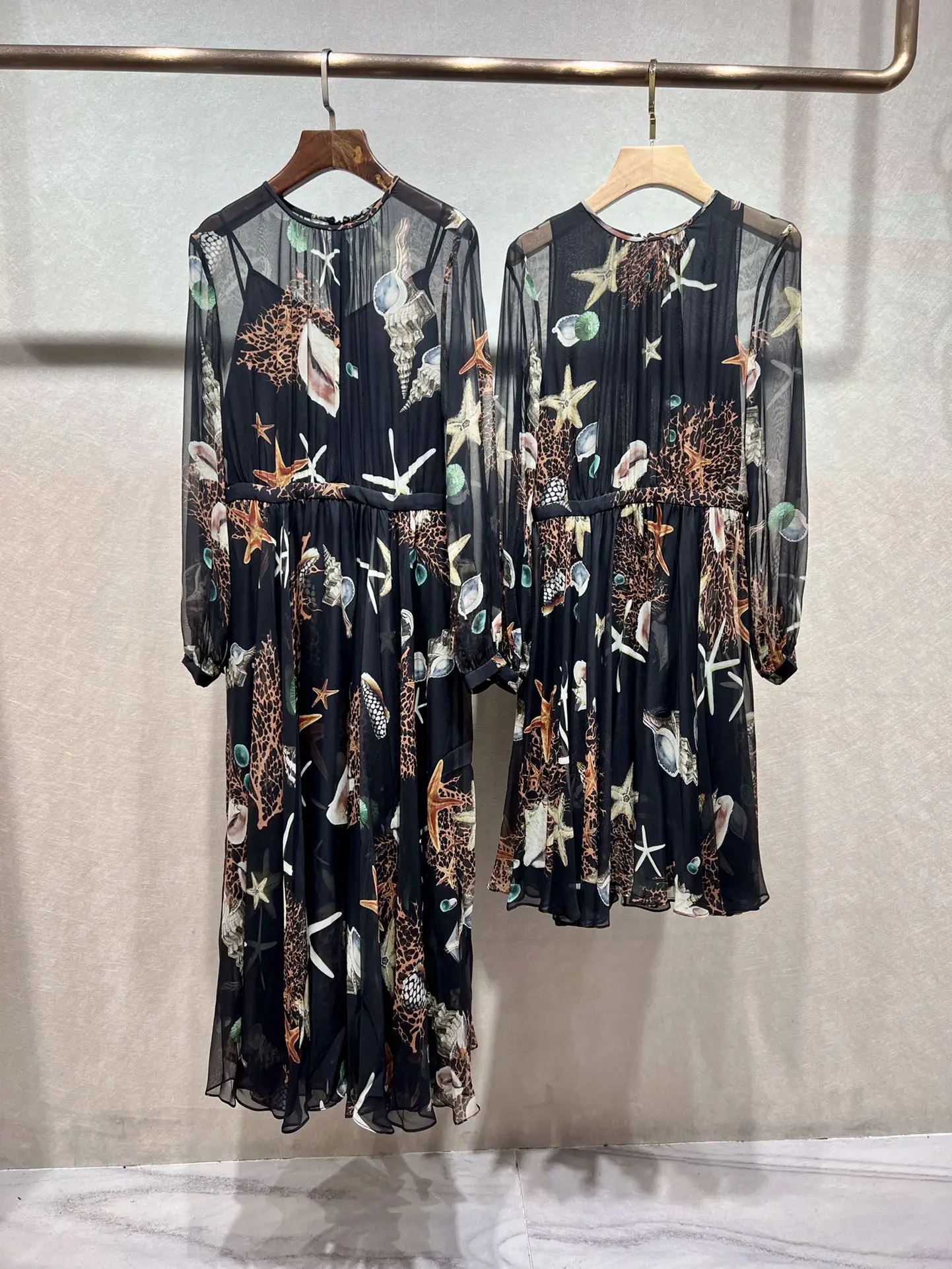 

Female Clothing Woman Clothes Women's Dress Evening Party Elegant Dresses Prom Dresses Summer 2022 Silk Starfish Printing Dress