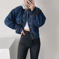 autumn and winter new street style solid color washed lamb wool denim jacket womens casual all match long sleeved warm jacket