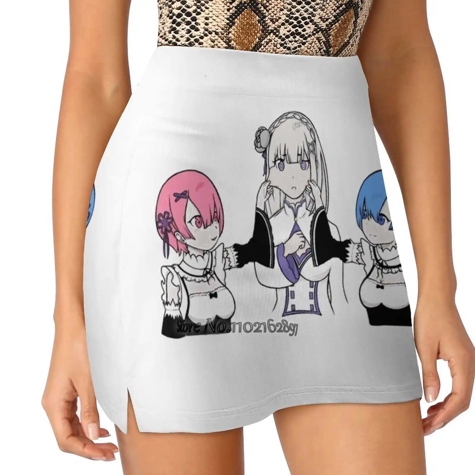 

Юбка Rem и Ram игривая для женщин, модная спортивная двухслойная летняя с принтом, Rem Ram Emilia