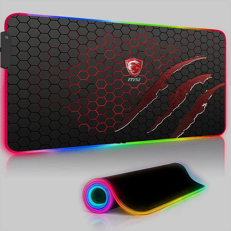 

LED Mouse Pad RGB MSI Gaming Accessories Mousepad Anime Rubber Laptop Keyboard Game Mats Computer Desks Rug Pc Gamer Mause Pads