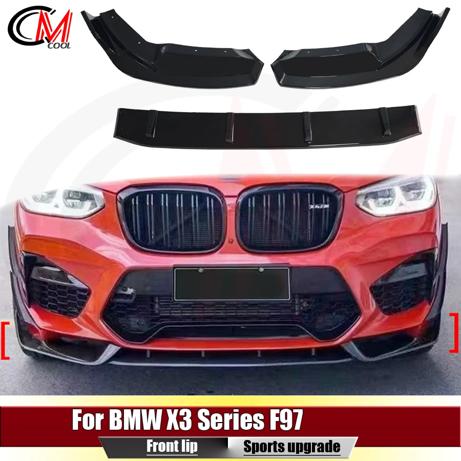 

Для BMW X3M F97 X4M F98 2019-2021: Спортивный глянцевый черный передний сплиттер, сегментированный передний спойлер, модификация и улучшение переднего бампера.