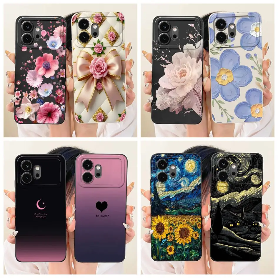 Фото Противоударный чехол для Honor 600 VKJ-NX9 / Honor 600 Pro VKP-NX9, популярный чехол для телефона с цветочным узором, мягкий жидкий силиконовый чехол-бампер №1