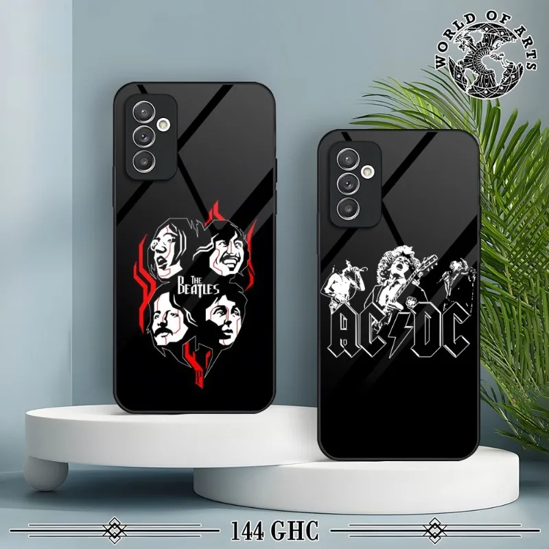 

AC∕DC рок-группа чехол для телефона Samsung A12 A21 A21 A20 A32 A52 A71 A51 A40 A10 A72 A30 A32 A81 стеклянный дизайнерский чехол