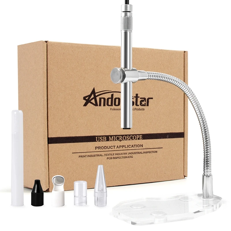 

Эндоскоп Andonstar с USB-камерой, микроскоп 1-500X, 2 МП, 8 светодиосветодиодный, HD лупа, металлические микроскопы с шлангом для монет, печатных плат, паяльного ПК