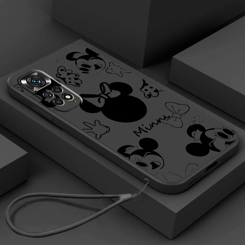 

Mickey Minnie Disney Phone Case For Xiaomi Redmi Note 12 11T 11S 11E 10S 10T 10 9T Pro Plus Liquid Rope Funda Cover