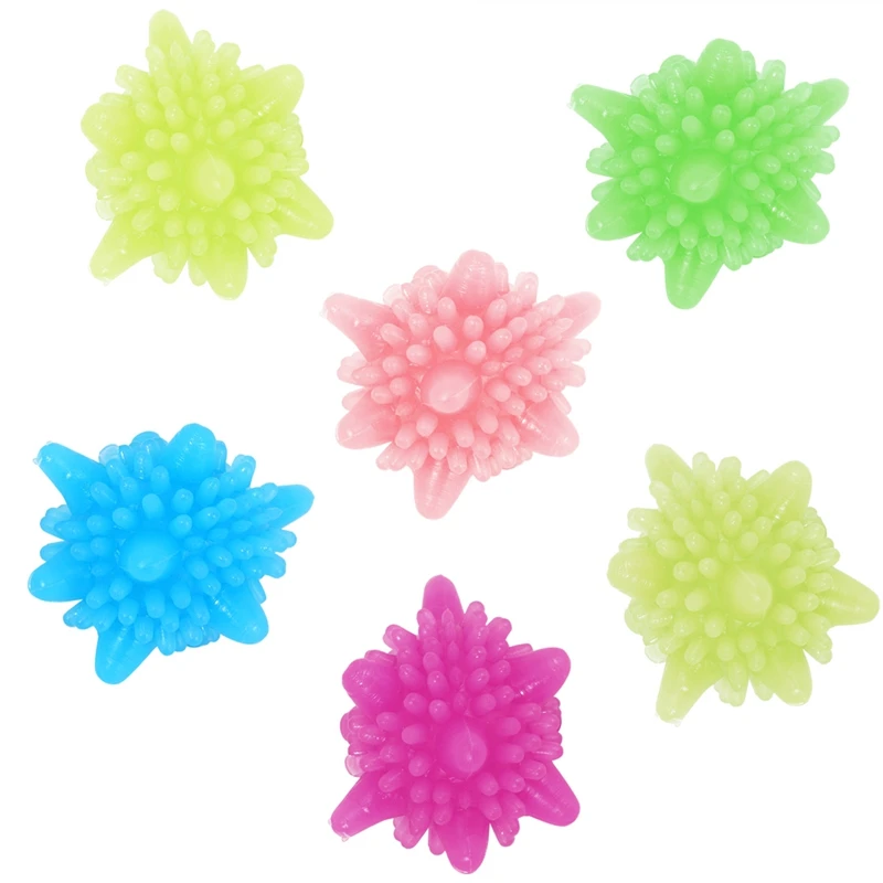 

6 Pieces Magic Laundry Ball Reusable Household Cleaning Machine Washing Clothes Softener Starfish Shape Solid Cleaning Ball Colo
