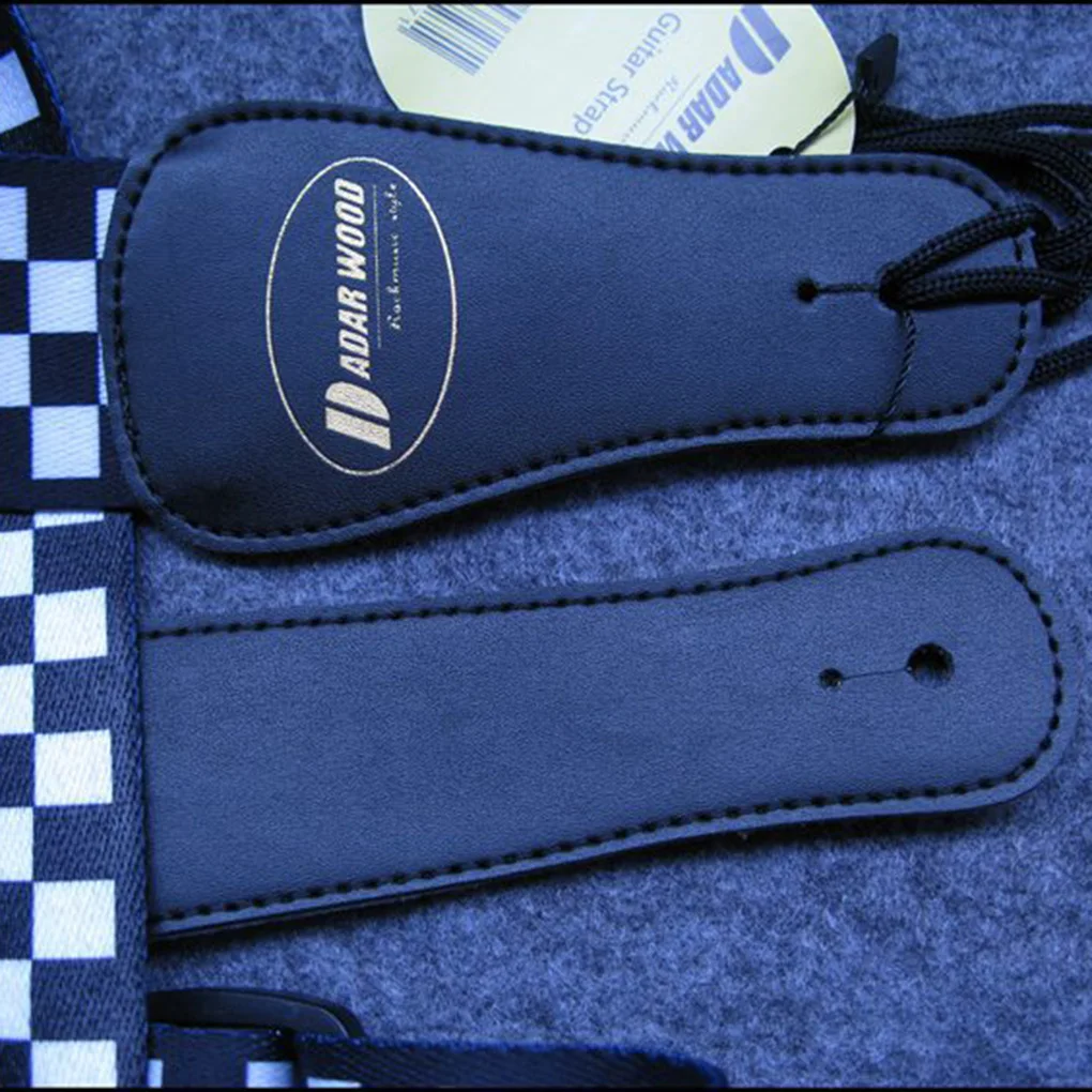 

Adjustable Black White Grid Pattern Cotton Guitar Strap for Electric Guitar
