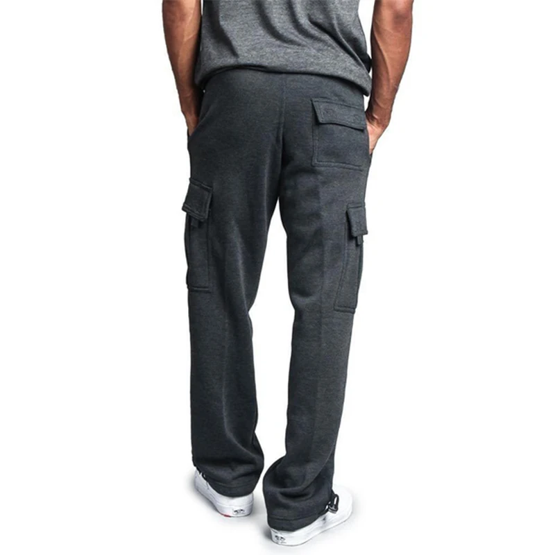 New Male Trousers Mens Joggers Custom Logo Solid Multi-pocket Pants Sweatpants Men Pants Hip Hop Harem Joggers Pants images - 6