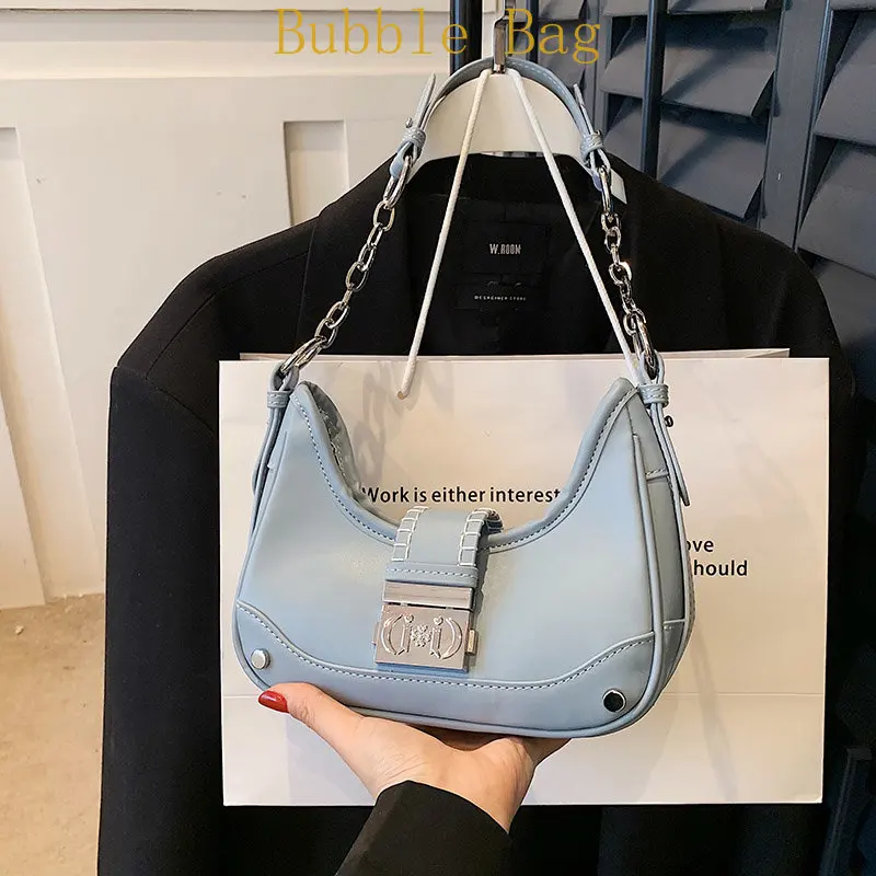 Fashion Bag Small Moon Shape Shoulder Handbags For Women 2023 New Trendy Ladys Bagute Bag Pu Leather Simple Shoulder Purse