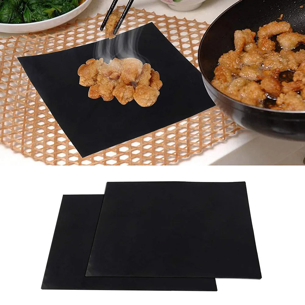 

2pcs Non-stick BBQ Grill Mat Baking Mat Cooking Grilling Sheet Heat Resistance Easily Cleaned Kitchen Gadgets