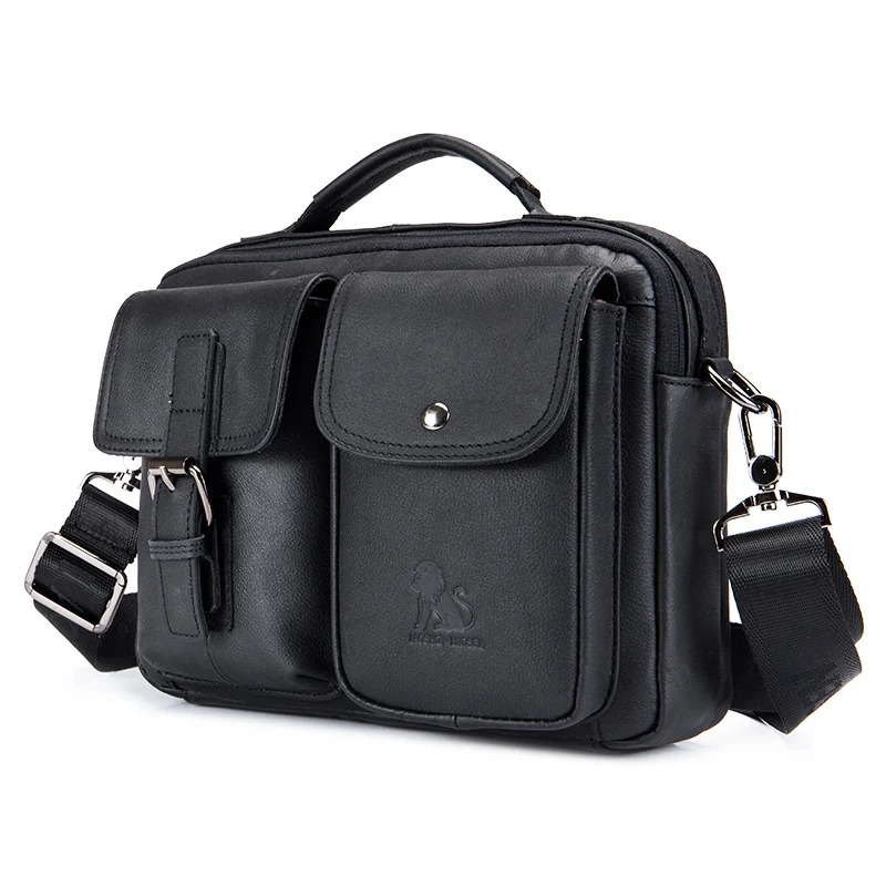 Vintage Cowhide Briefcase for Man Genuine Leather Handbag Shoulder Ipad Business Work Messenger Bolsas Crossbody Side Cross Bag
