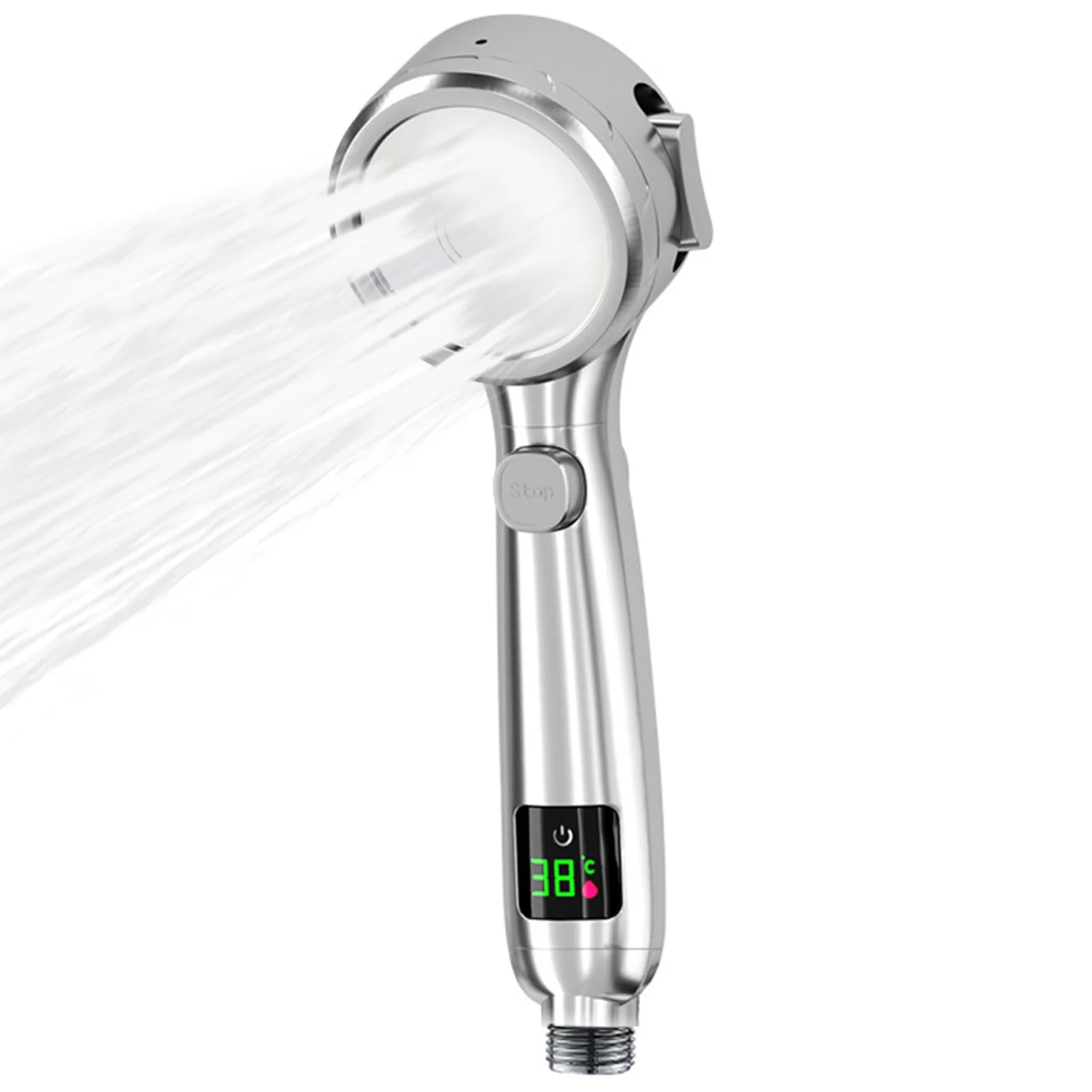 

Shower Head Temperature Display Handheld Shower Head With On Off Switch 4 Mode Adjustable Spray Shower Heads Headshower For Baby