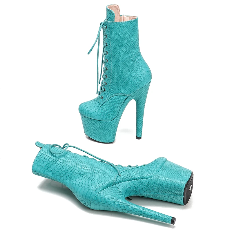 Leecabe  17CM/7inches PU Upper  Pole dancing shoes High Heel platform Pole Dance boots